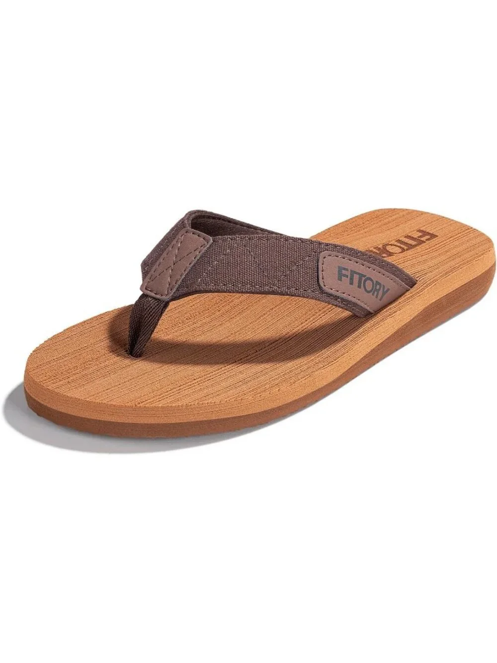 Men's Khaki Flat Thongs Solid Comfort Split Toe Rubber Flip Flop Slipper Shoes